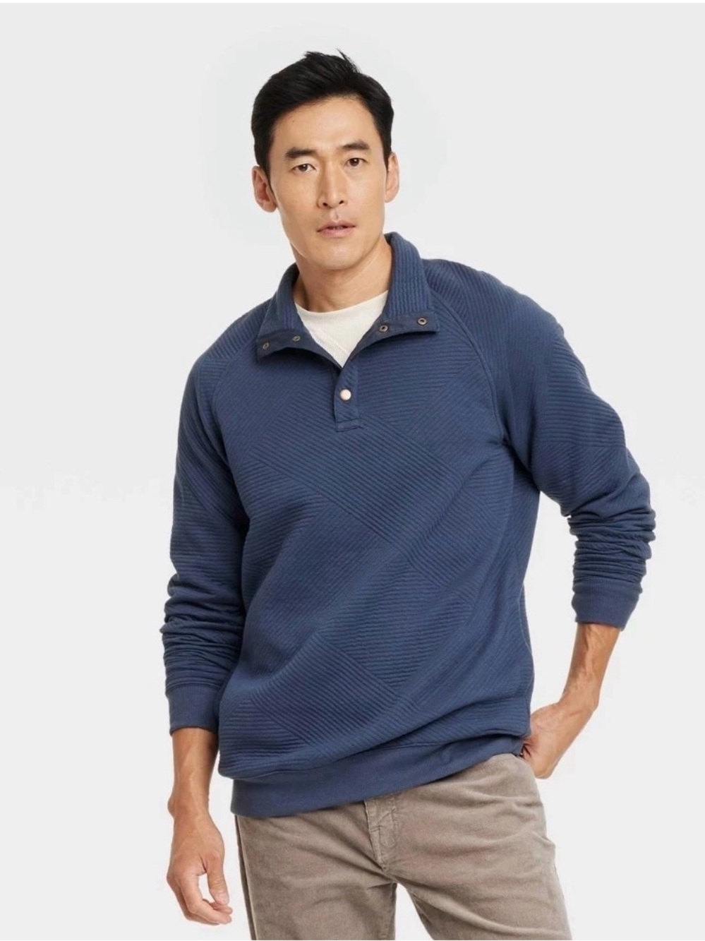 Goodfellow & Co. Men's long sleeve quilted snap pullover sweatshirt Medium NWT